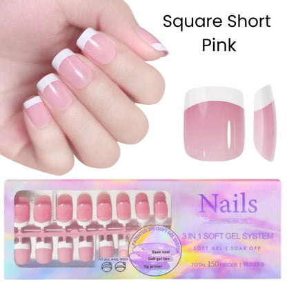 French Tip Press On Nails 150 pcs